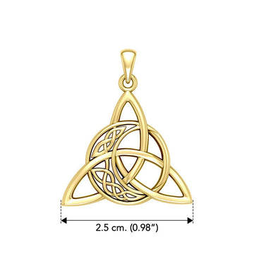 Triquetra and Celtic Crescent Moon Solid Yellow Gold Pendant GPD5887 - Jewelry